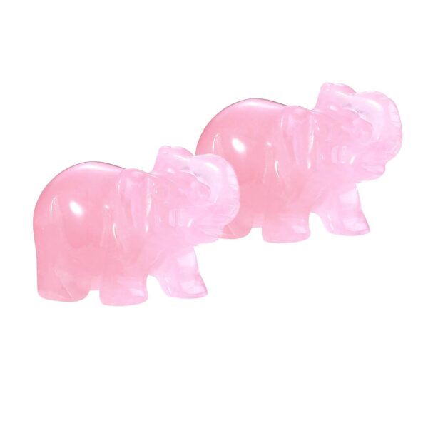 2pc Natural Carved Gemstone Elephant Figurines (1.5'') – Rose Quartz