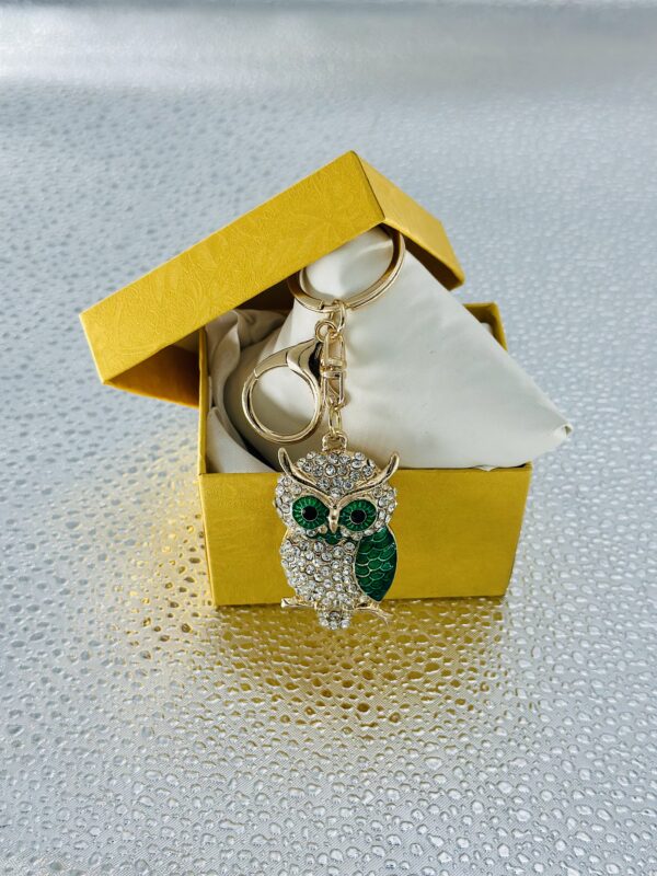 Elegant Owl Crystal Keychain